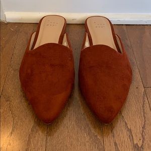 Rust color faux suede target loafers